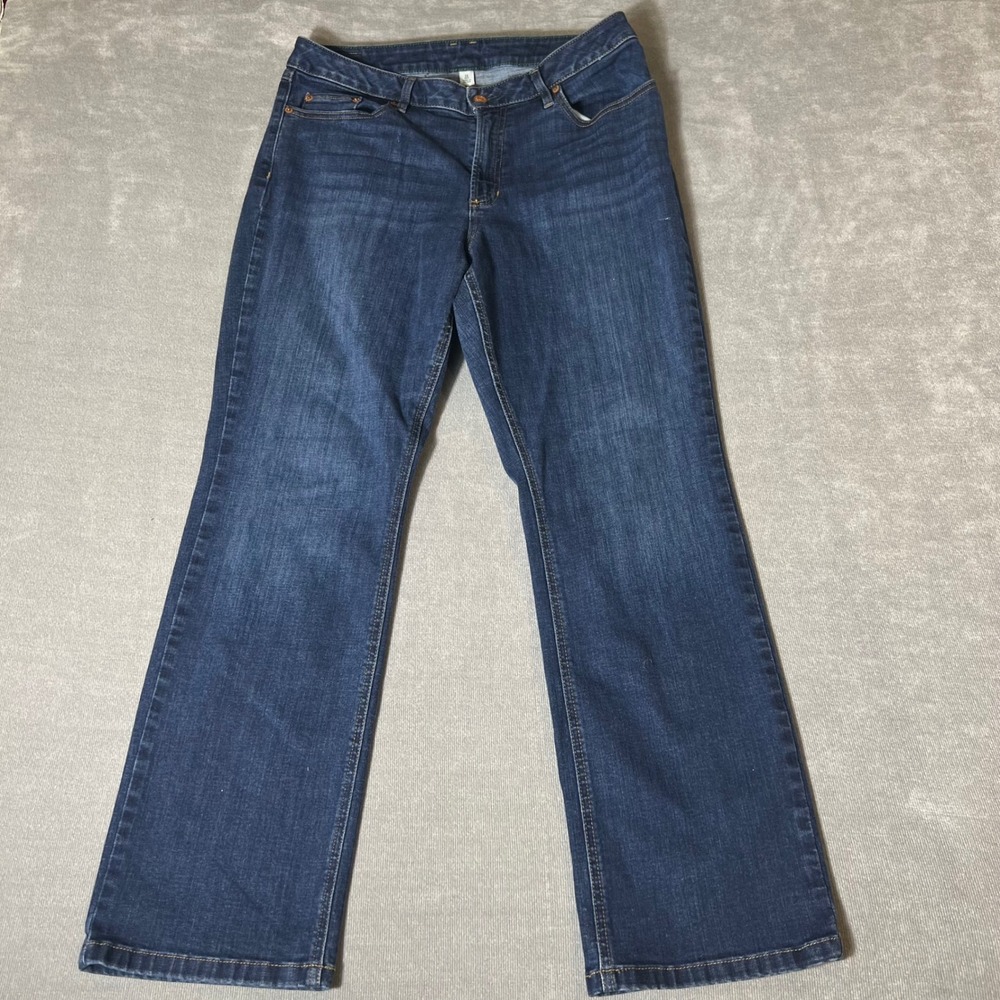 LL Bean BeanFlex Favorite Fit Bootcut Jeans Dark Wash Blue‎ Denim 14 Reg 519621